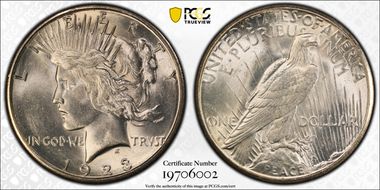 1923-S $1 VAM 1C Pitted Reverse MS63