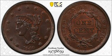 1840 1C N-5 MS64+ BN