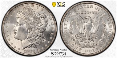 1900 $1 VAM 11, Doubled Wing MS65