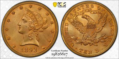 1893 $10 MS64+