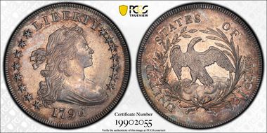1796 $1 BB-65 AU58+