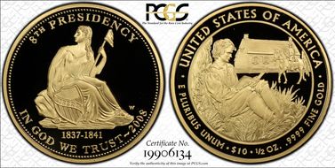 2008-W $10 Van Buren's Liberty PR70DCAM