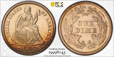 1874 10C Arrows PR63CAM