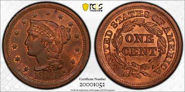 1854 1C Newcomb 10 MS65RB