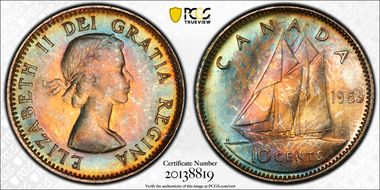 1953 10C No Strap MS65