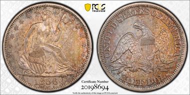 1856-S 50C WB-2 Large S AU55