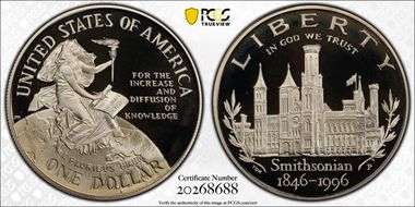 1996-P $1 Smithsonian PR70DCAM