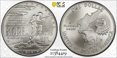 1991-D $1 Korea MS70
