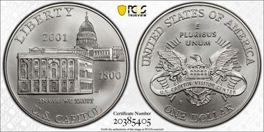 2001-P $1 Capitol Visitor MS70