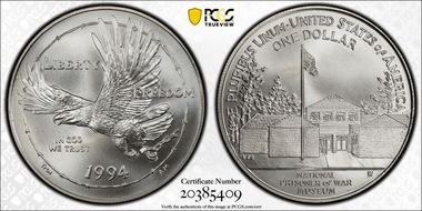 1994-W $1 P. O. W. MS70
