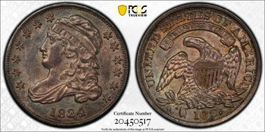1834 10C JR-4 Large 4 MS62