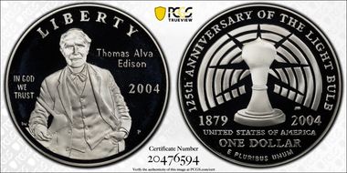 2004-P $1 Edison PR70DCAM