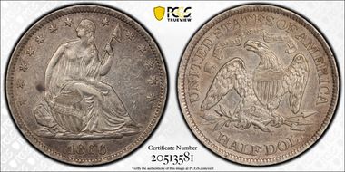 1866-S 50C WB-2 Motto Very Small S XF45