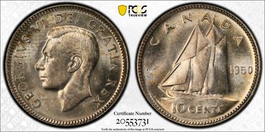 1950 10C MS66