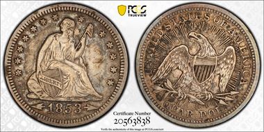 1853 25C Arrows and Rays XF40