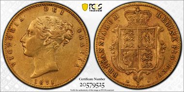 1871-S 1/2 Sov S-3862 AU53