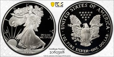 1990-S $1 Silver Eagle PR70DCAM