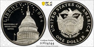 1994-S $1 Capitol PR70DCAM