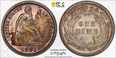 1891 10C F-121 MS62