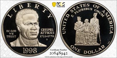 1998-S $1 Crispus Attucks PR70DCAM