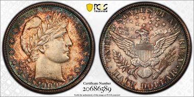 1909-S 50C Inverted Mintmark, FS-501 MS62