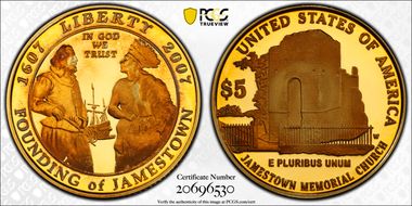 2007-W $5 Jamestown PR70DCAM