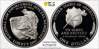 1997-P $1 Officers PR70DCAM
