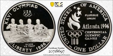 1996-P $1 Rowing PR70DCAM
