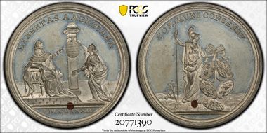 1783 WM Med. Betts-608, Peace of Versailles MS61