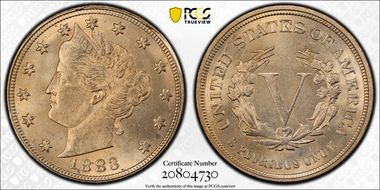 1883 5C No CENTS MS64