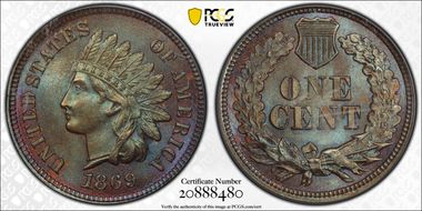 1869 1C MS65BN