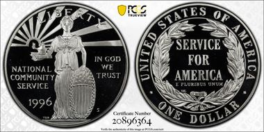 1996-S $1 Nat. Comm. Service PR70DCAM
