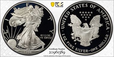 1996-P $1 Silver Eagle PR70DCAM