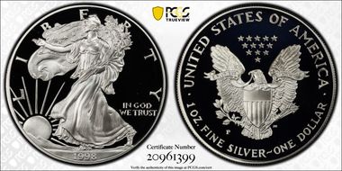 1998-P $1 Silver Eagle PR70DCAM
