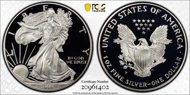 1999-P $1 Silver Eagle PR70DCAM