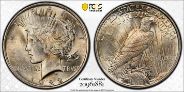 1922 $1 VAM 2A, Earring MS63