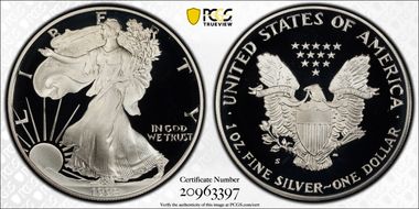 1992-S $1 Silver Eagle PR70DCAM