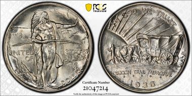 1936 50C Oregon MS67
