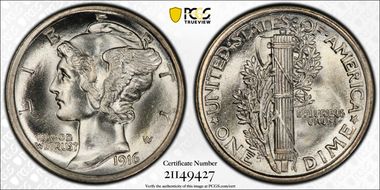 1916 10C Mercury MS66+ FB