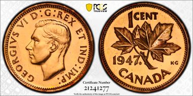 1947 1C Maple Leaf SP64RD