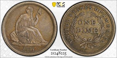 1837 10C Seated, Fortin-101b AU53