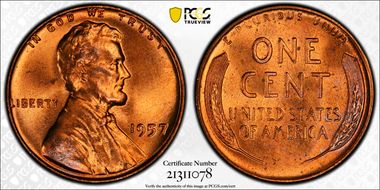 1957 1C MS66RD