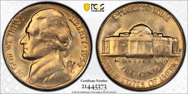 1954-S/D 5C Overmintmark FS-501 MS64