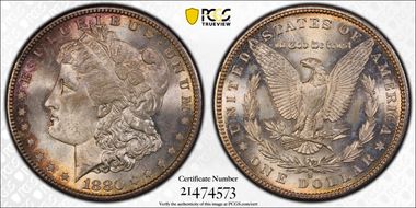1880/79-S $1 VAM 9, Doubled 18-0 MS66