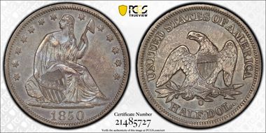 1850-O 50C WB-1 Large O AU55