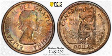 1958 S$1 British Columbia MS66