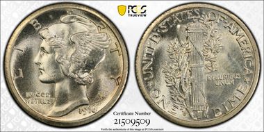 1916-S 10C Mercury MS65FB