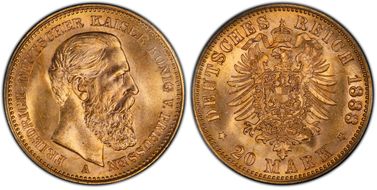 1888-A 20 Mk J-248 Friedrich MS66