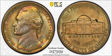 1938-D 5C Jefferson MS62