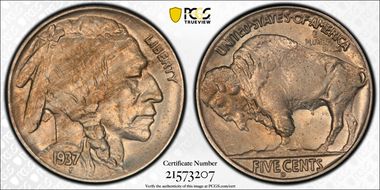 1937-D 5C 3 Legs MS62